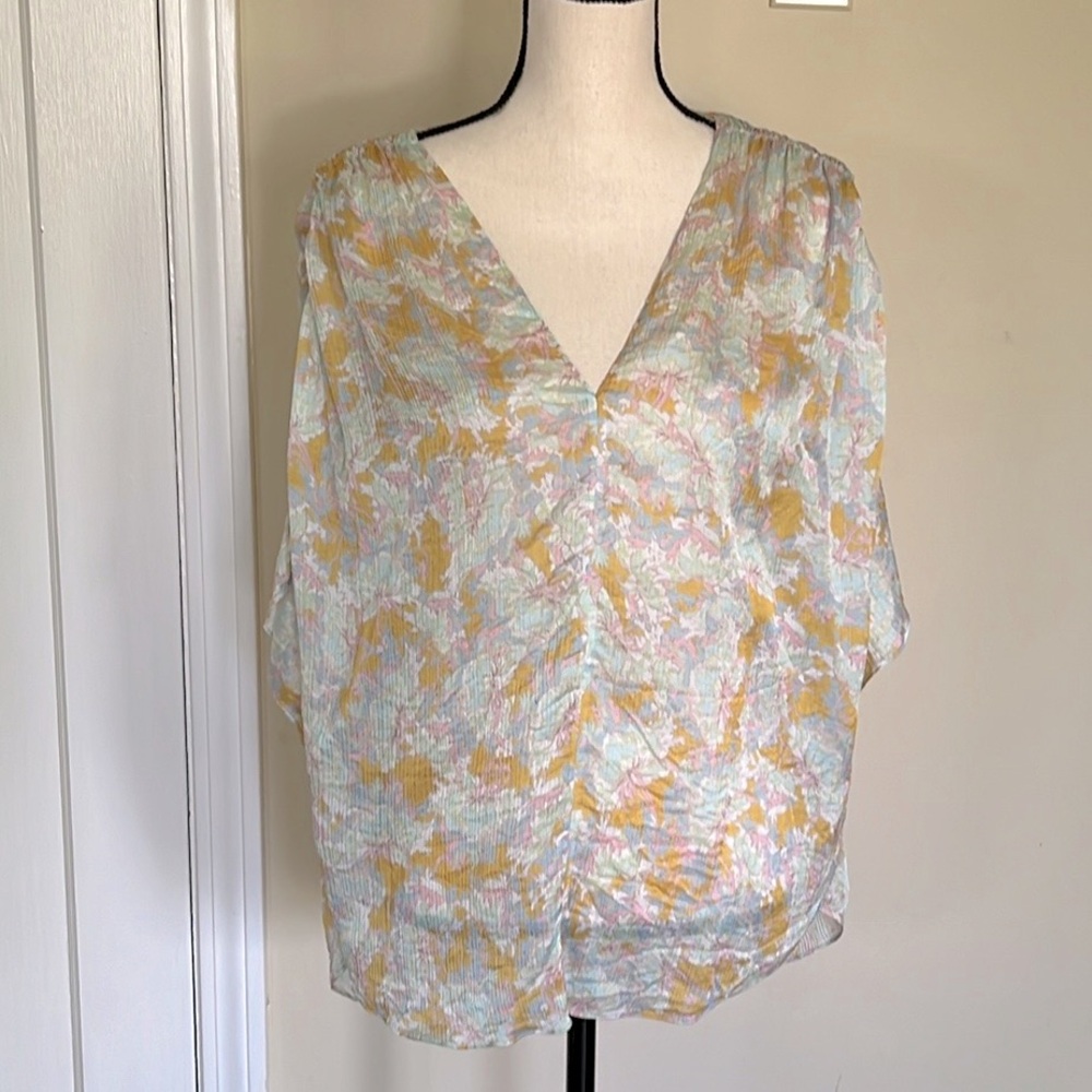 Vince Lotus Rouched Silk Blouse